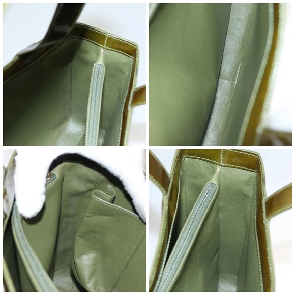 CHANEL Hand Bag Enamel Khaki CC Auth - Picture 14 of 15